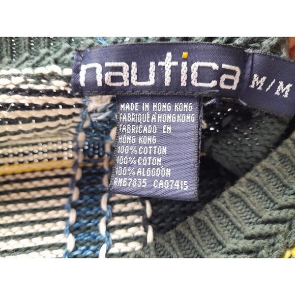 VTG Nautica Sz Large Grandpa Academia Professor Preppie Plaid Slouchy Sweater - Picture 6 of 8